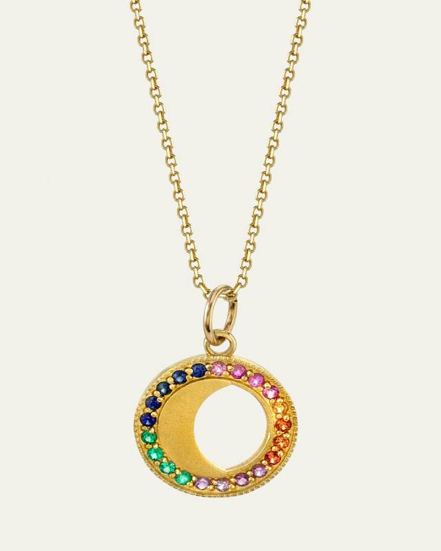 Waning Waxing Moon Phase Multi-Sapphire Necklace